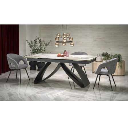 Jedálenský stôl HILARIO, efekt bieleho mramoru/čierna