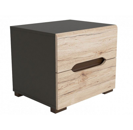 Nočný stolík ELPASSO KOM2S sivý volfrám/dub san remo light