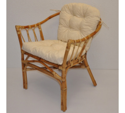 Ratanové kreslo Subaliu - vankúš béžový zvýraznenia