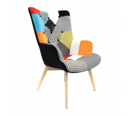 Kreslo ušiak Helsinki multicolor patchwork