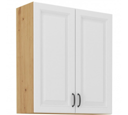 Kuchynská horná skrinka STIPE 80 G 90 2F, Biela/Dub artisan