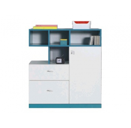 Komoda MOBI MO9, Biela Lux / Tyrkysová