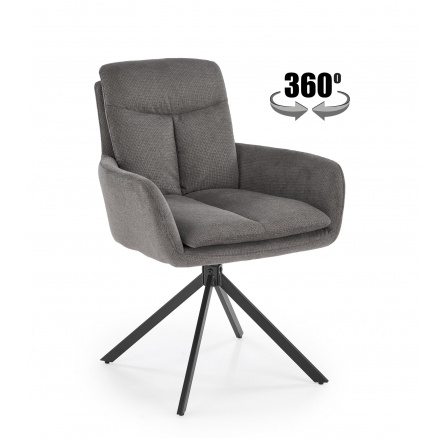 Jedálenská otočná stolička K536, Sivá/Čierna