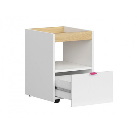 PRINCETON KNT1S biely lesk/lesklý dub (nagano)/fuchsia