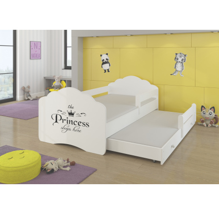 Manželská posteľ so zábranami a matracom CASIMO II PRINCESS BLACK 160x80 White