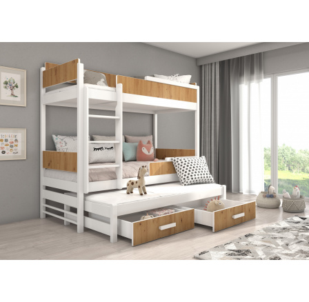 Poschodová posteľ s matracom QUEEN 200x90 White+Artisan