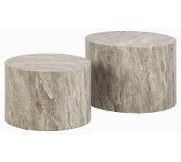 Sada 2 stolíkov Dice okrúhle mramor sivý