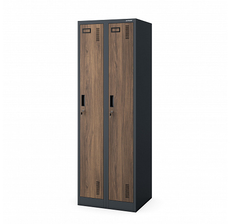Dvojkrídlová pracovná skrinka antracitová / orech: Eco Design KACPERT II, 600 x 1800 x 500 mm Dvojkrídlová pracovná skrinka antracitová / orech: Eco Design KACPERT II, 600 x 1800 x 500 mm