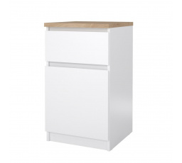 Nočný stolík Simplicity 221, biely lesk/jackson hickory