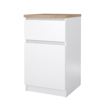 Nočný stolík Simplicity 221, biely lesk/jackson hickory