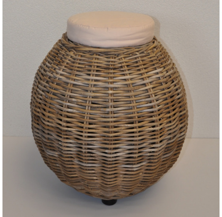 Ratanová stolička Pieces ratan kubu vankúš béžová