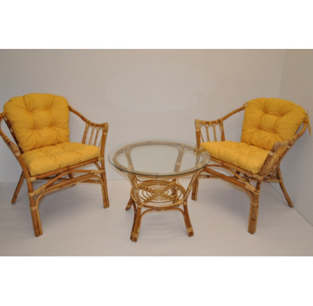 Ratanová sedacia súprava Subaliu - vankúše žlté odlesky