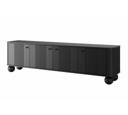 TV komoda VESPER 4D, Čierna/Čierne úchyty