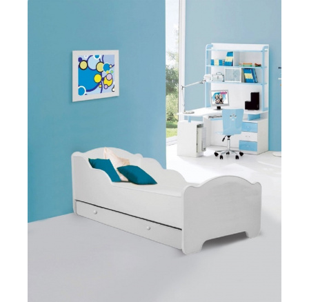 Posteľ s matracom a zásuvkou AMADIS WHITE 140x70 White