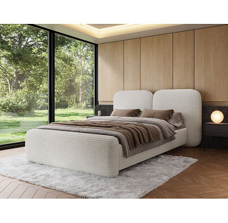 Posteľ Ollival 180x200 s kovovým rámom a úložným boxom, biely zamat Modullo 01 1