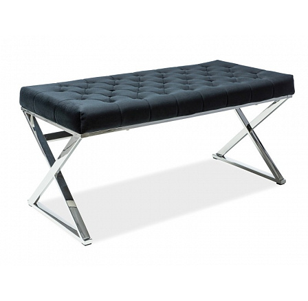 Taburet ONYX, čierny zamatový Aksamit 105/strieborná Taburet ONYX, čierny zamatový Aksamit 105/strieborná