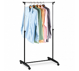 Stojan na šaty, jednoramenný, čierny, kov / plast, chróm