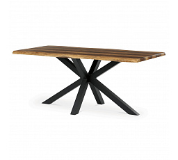 Stôl jedálenský, 180x90x75 cm, MDF doska, dekor staré drevo, kovová noha v tvare hviezdy, čierny lak