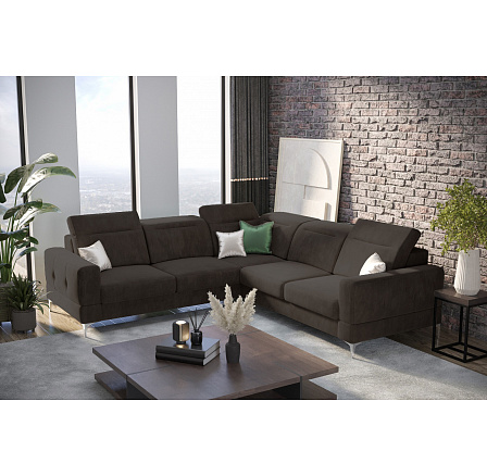 ZOSTAVA ROHOVÁ SEDACIA SÚPRAVA MALIBU MAX 250x250 CM + TABURET 70X70 CM FN29 (ODTIEŇ HORKÁ ČOKOLÁDA) - RÝCHLE ODOSLANIE
