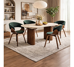 Stôl OVAL Rozkladací 180-220 cm Travertín/Orech