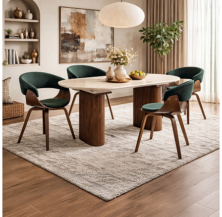 Stôl OVAL Rozkladací 180-220 cm Travertín/Orech