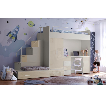 Vyvýšená posteľ PARADISE 5, Kašmír Béžová lesk