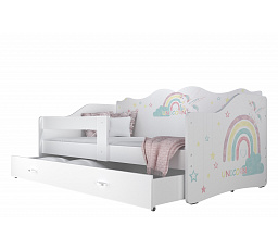 Dětská postel NELA se šuplíkem bez matrace, 180x80 cm, Bílá/Unicorn