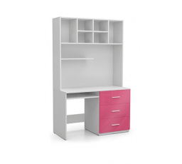Písací stôl - PARADISE 3, biely/ružový
