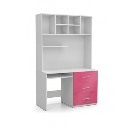 Písací stôl - PARADISE 3, biely/ružový