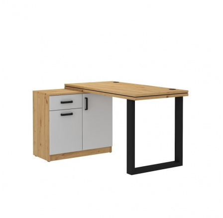 Písací stôl s komodou MATYLDA 140, Dub artisan/Svetlosivá