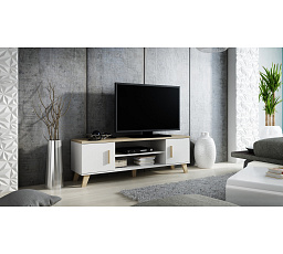 TV komoda LOTTA 160 (2D2K), biela / dub sonoma