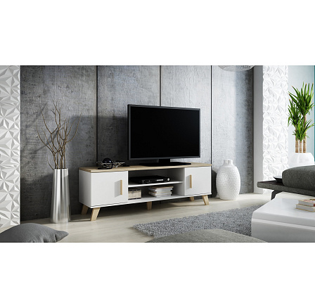 TV komoda LOTTA 160 (2D2K), biela / dub sonoma TV komoda LOTTA 160 (2D2K), biela / dub sonoma