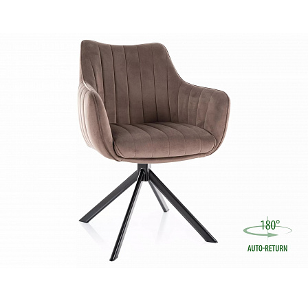 Jedálenská stolička otočná AZALIA VELVET, Cappuccino Bluvel 38/Čierna