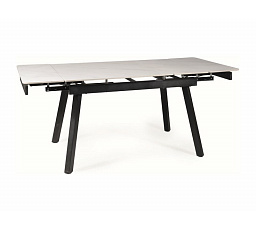 Jedálenský stôl JOHN 120(180) cm, Efekt bieleho mramoru/Čierny matný