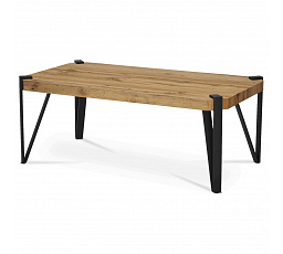 Konferenčný stolík, 110x60x42 cm, vrchná doska MDF, dekor divoký dub, kov - matná čierna