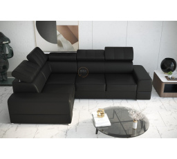 Rohová sedacia súprava ROYAL II 280×210 - čierna eko koža, ľavá