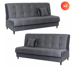 Sada 2x Rozkladacia Pohovka LIMA Sivá