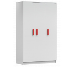 Šatní skriňa 3D SMYK I - 19, Biela Mat/Červená
