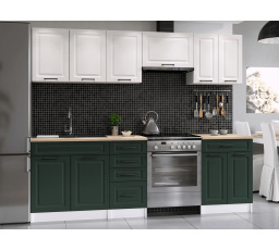 Kuchynská linka Ilona 240/180 biela/tmavá.zelená MAT