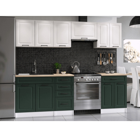 Kuchynská linka Ilona 240/180 biela/tmavá.zelená MAT Kuchynská linka Ilona 240/180 biela/tmavá.zelená MAT