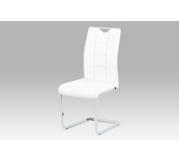 Jedálenská stolička biela koženka / chróm