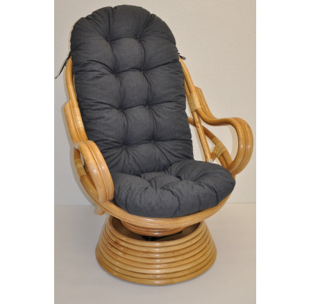 Ratanové hojdacie kreslo Swivel honey cushion tmavo šedé zvýraznenia