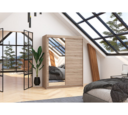 Posuvná skriňa so zrkadlom BIANCO 150 Truffle+Truffle