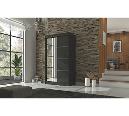 Šatní skriňa GILTON 120, Čierna/Čierna