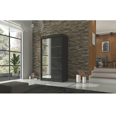 Šatní skriňa GILTON 120, Čierna/Čierna