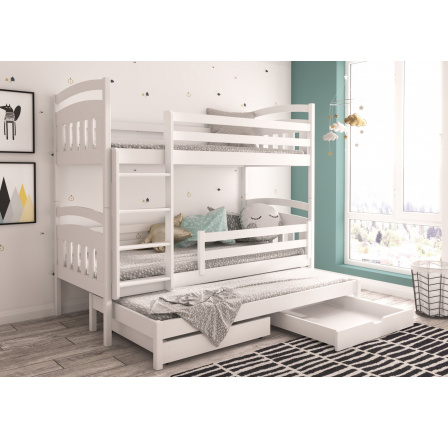 Trojlôžková poschodová posteľ s matracmi ALDI 180x80 Biela Trojlôžková poschodová posteľ s matracmi ALDI 180x80 Biela
