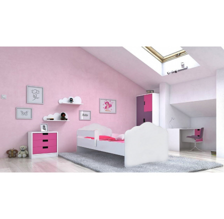 Posteľ s matracom a zábranou CASIMO 160x80 Biela Posteľ s matracom a zábranou CASIMO 160x80 Biela