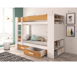 Dvojlôžková poschodová posteľ GARET 180x80 Biela+Artisan