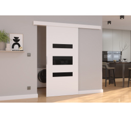 Posuvné dvere na stenu DESIO 96 White+Black Lacobel
