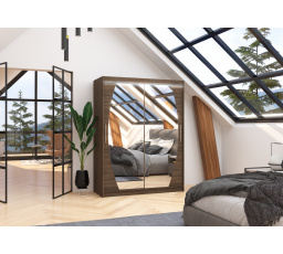 Posuvná skriňa so zrkadlom a LED osvetlením ALEN 150 Choco+Choco